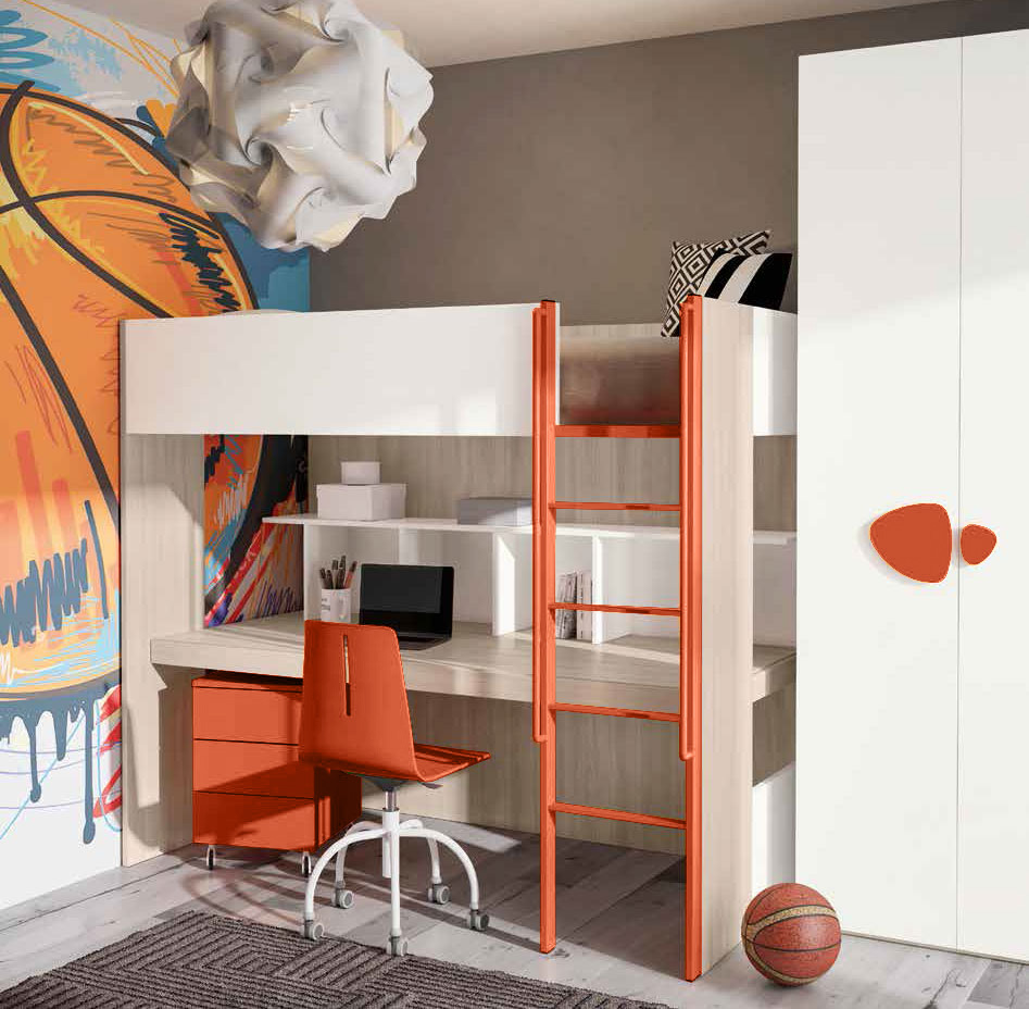 Letto a castello multifunzione con zona studio Spring Zenzero Shop