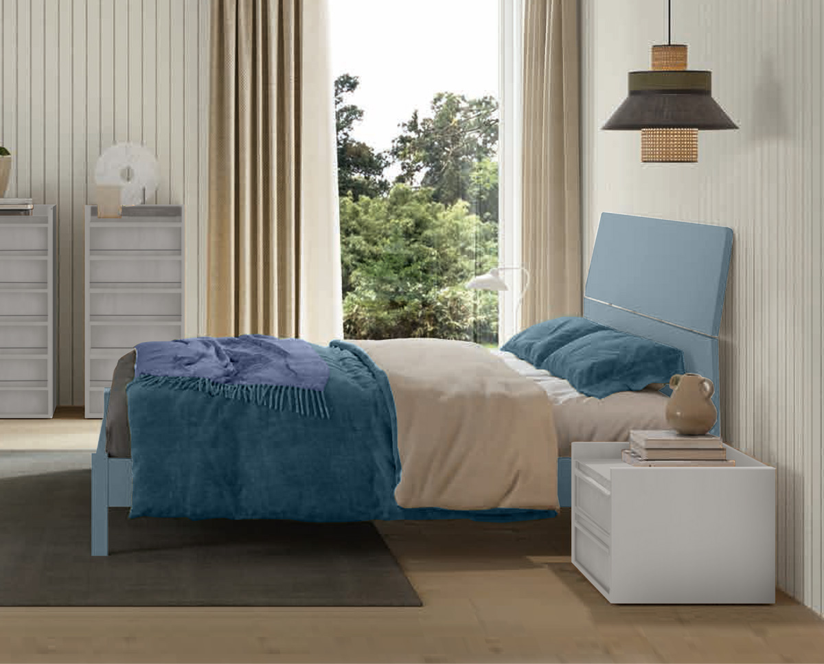 Letto matrimoniale Rovere gesso con testata curva