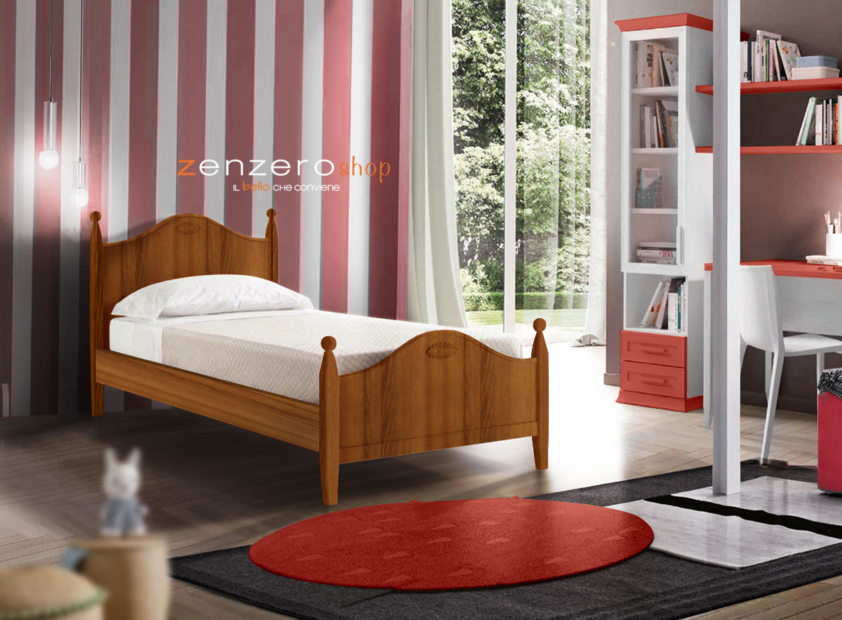 Letto singolo Diana con testata retrofinita in finitura Noce Sorrento