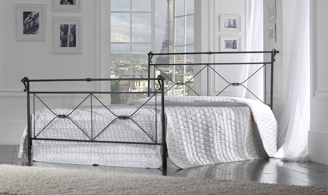 Letto matrimoniale in ferro Magnox, finitura Nero grafite