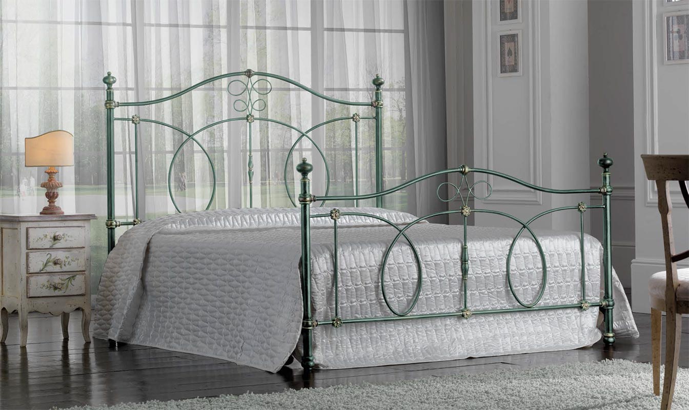 Letti in ferro moderno Nigusil, in Verde decapè