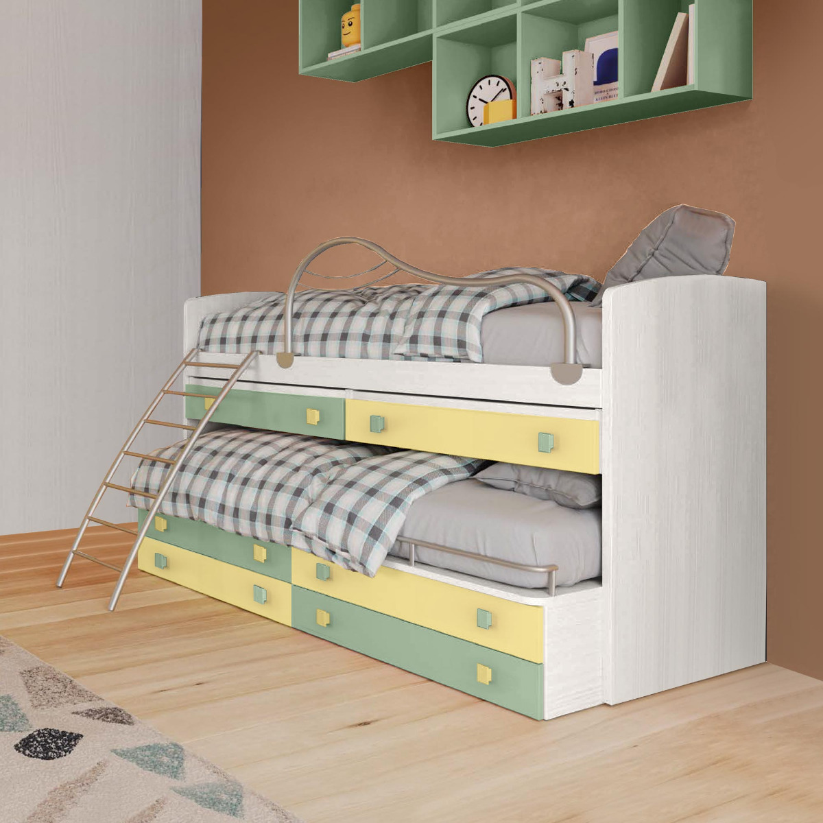 letto con scrivania integrata