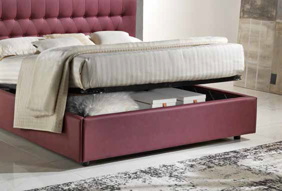 Letto contenitore matrimoniale in ecopelle Ciclamino