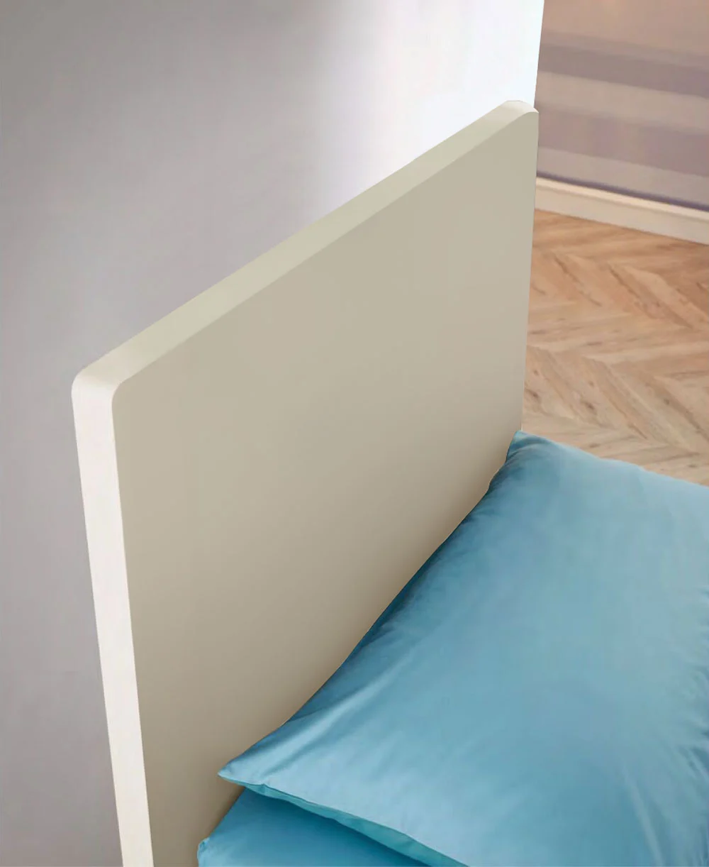 Letto singolo contenitore Plane Moretti Compact, finitura Bianco luce