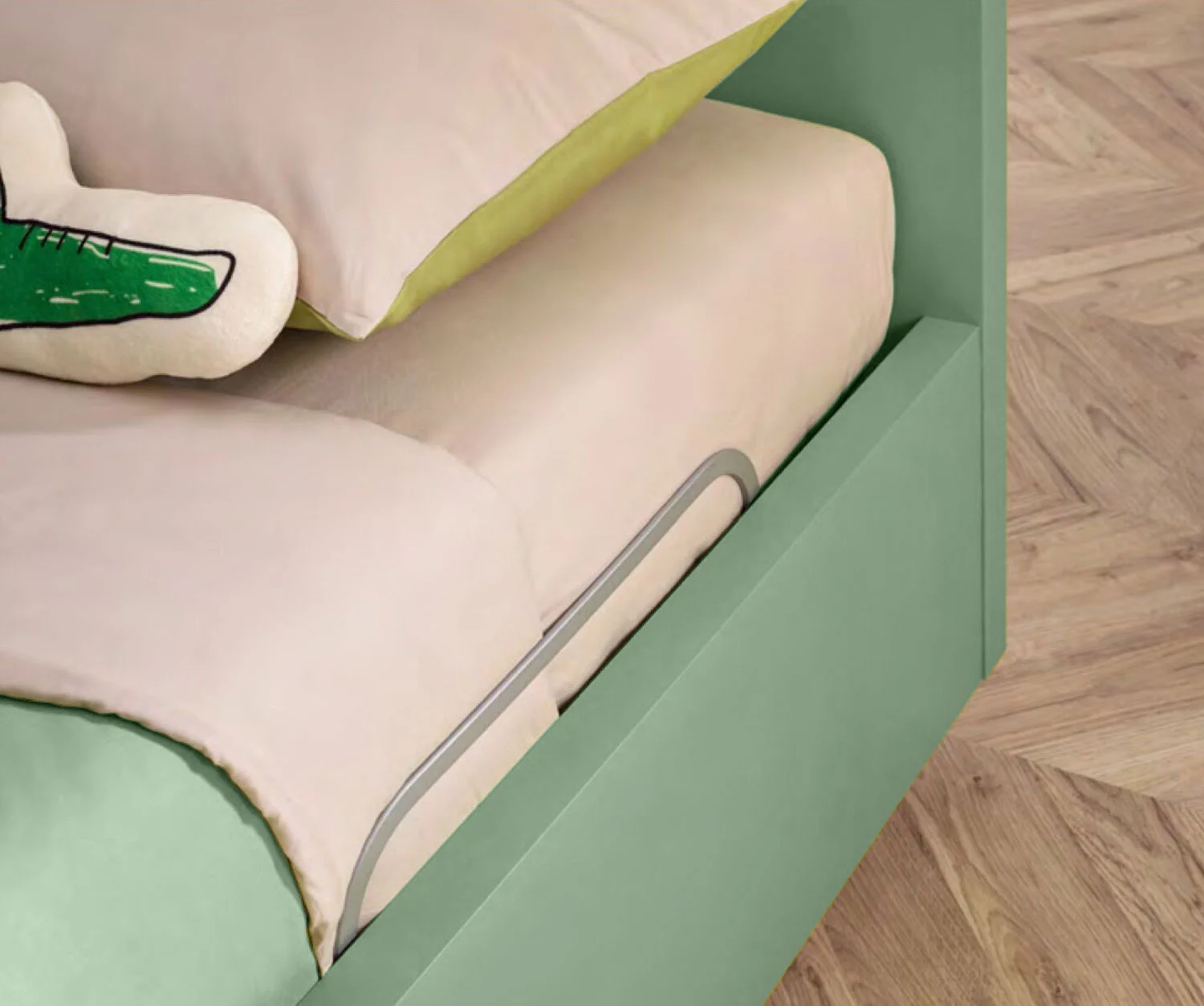 Letto singolo Fillet Moretti Compact con contenitore laterale e ruote