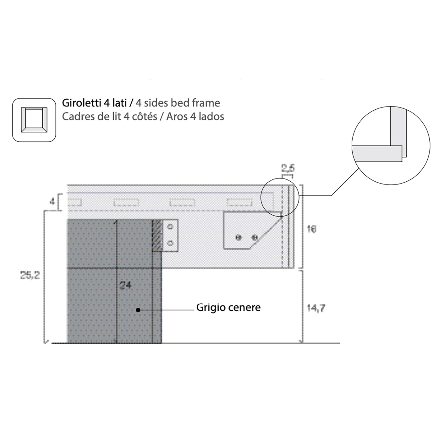 Letto matrimoniale contenitore King size, 180x200, blu petrolio e noce moro