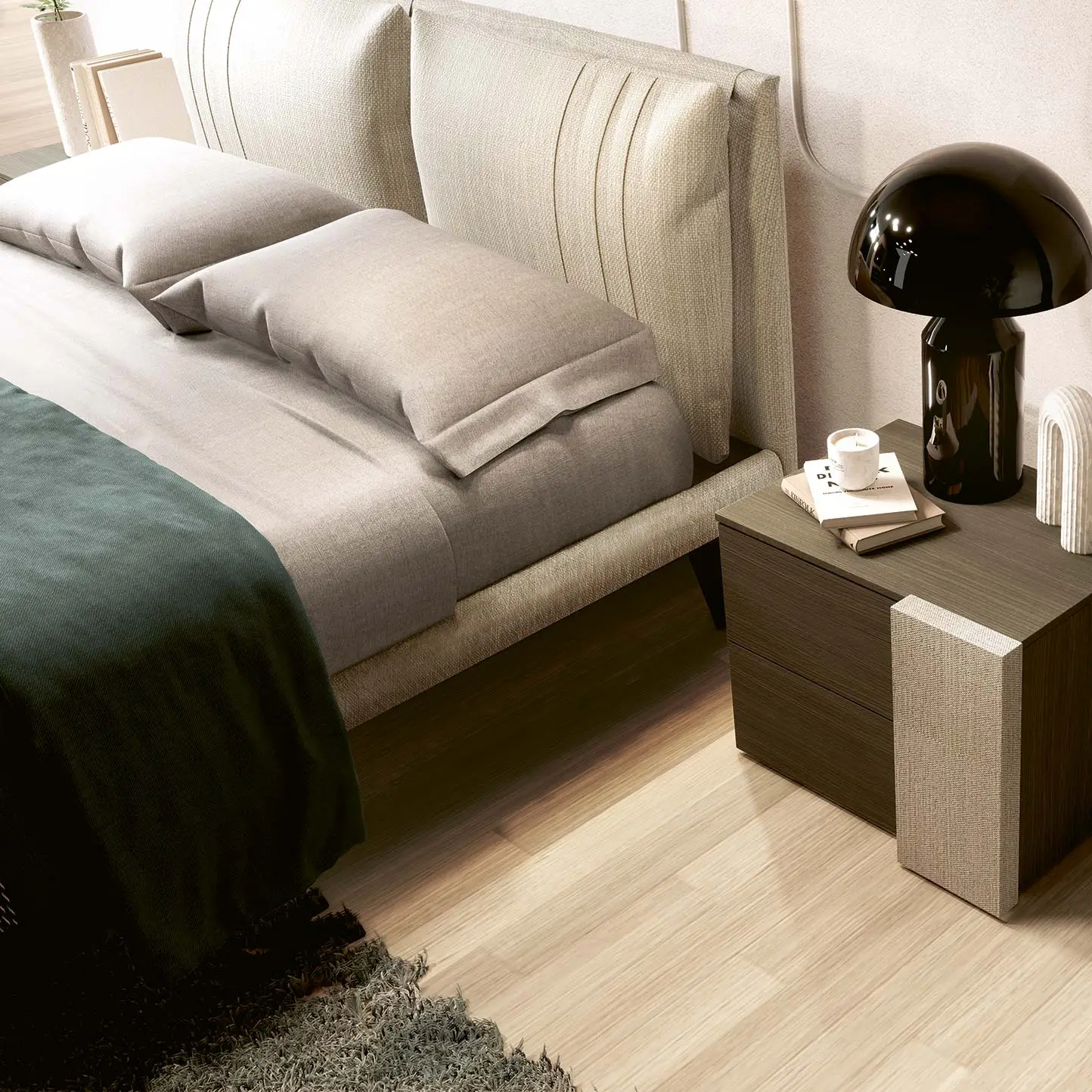 letto beige matrimoniale moderno