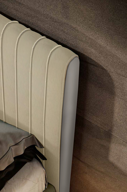 Letto matrimoniale ecopelle Panna, testata retrofinita