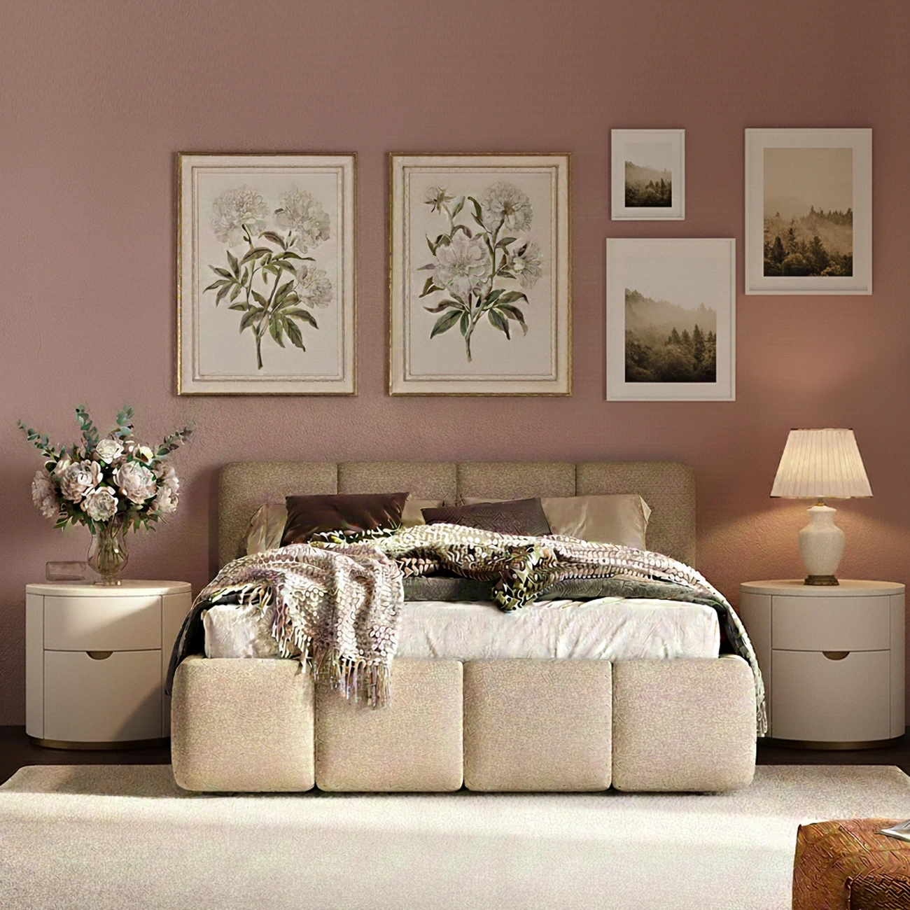 Letto matrimoniale Etra, bouclè Beige, 160x195