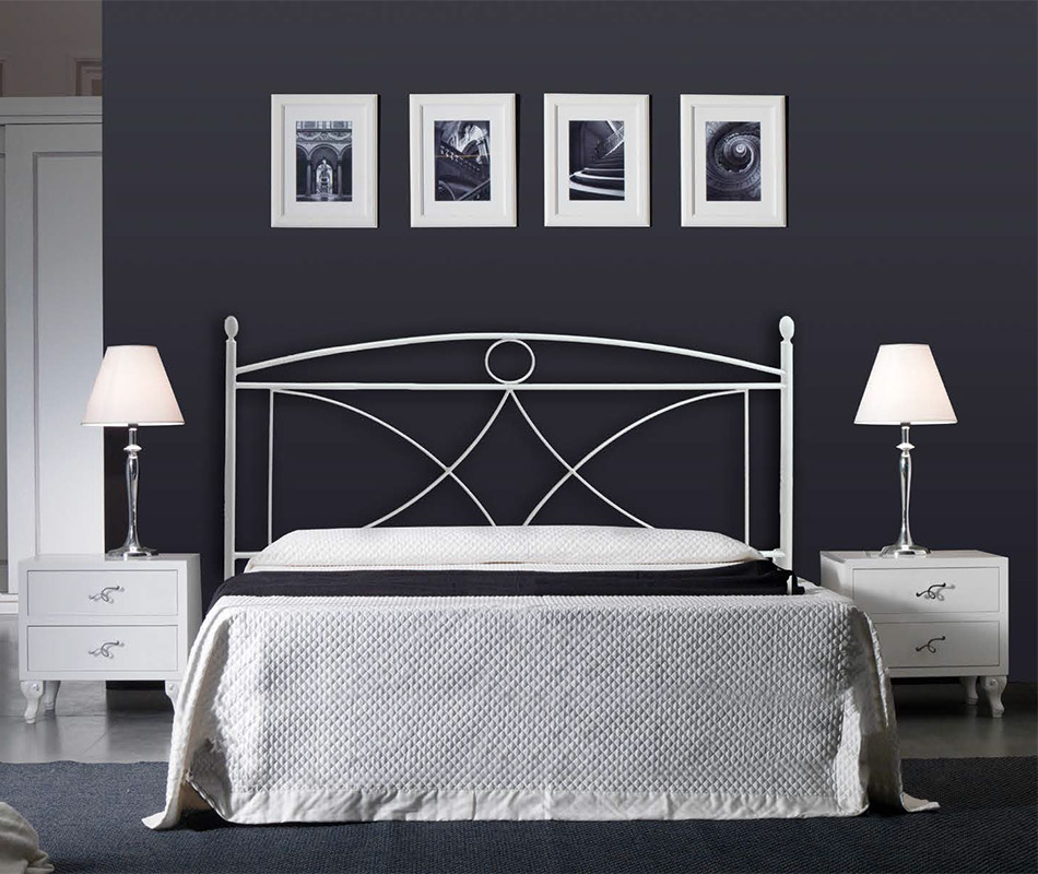 Letto in ferro Calamina matrimoniale, finitura Bianco