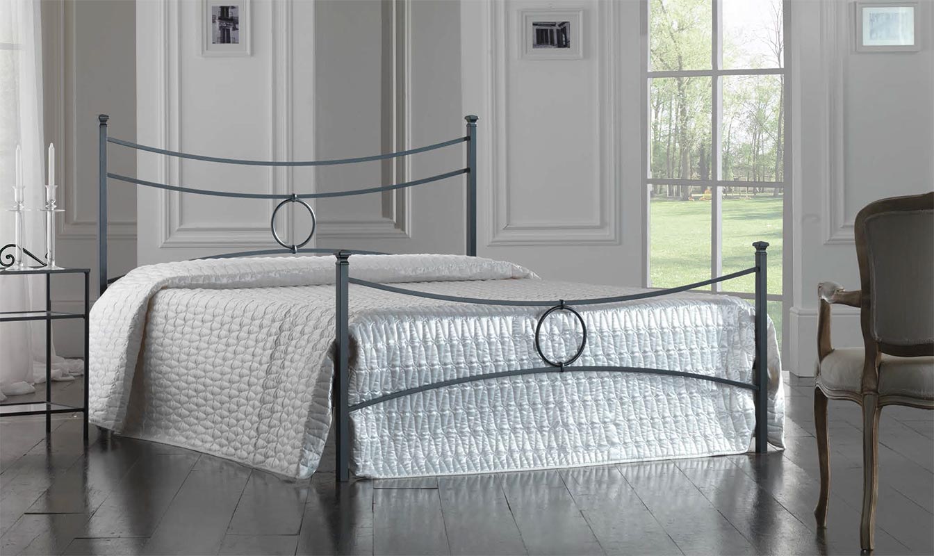 Letto in ferro moderno Inconel, finitura Nero grafite