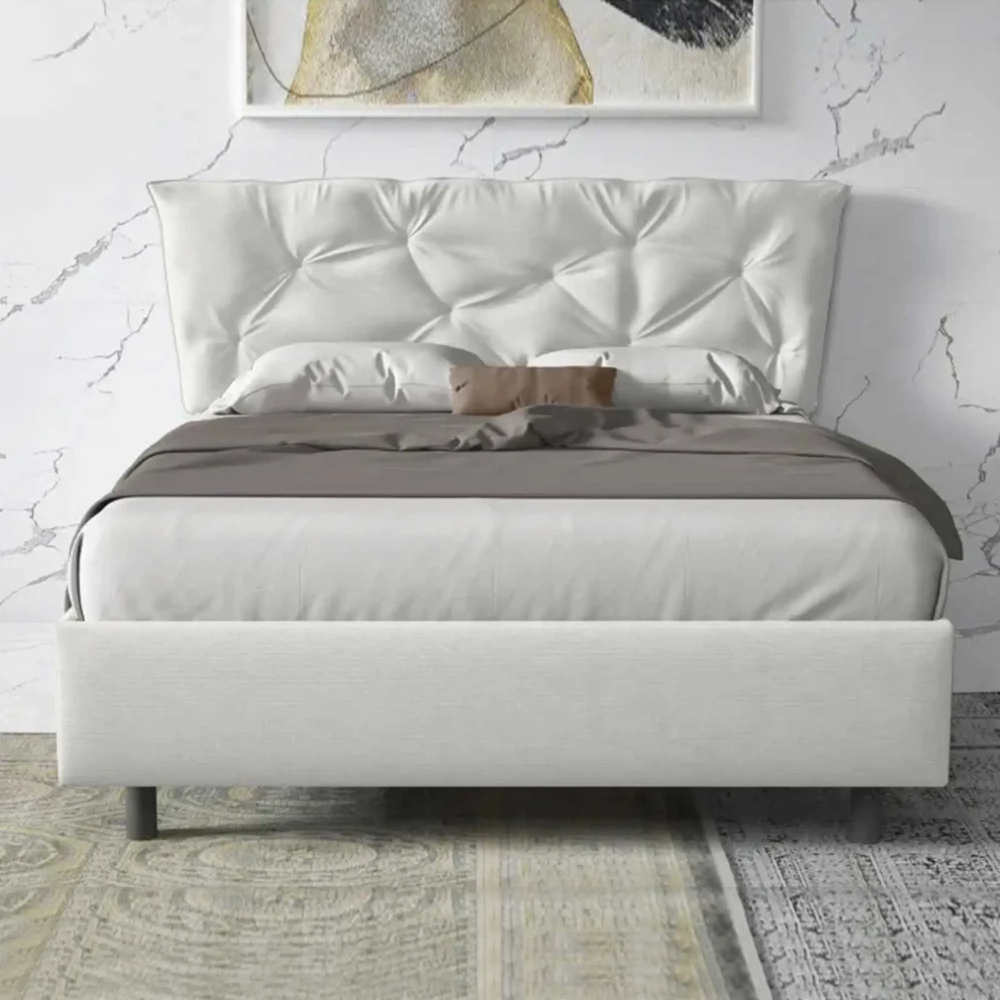 letto ecopelle contenitore bianco