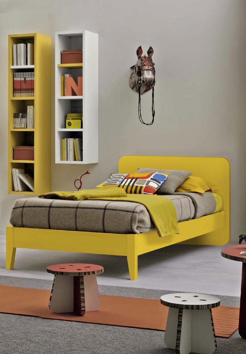 Letto singolo Giallo zafferano per camerette