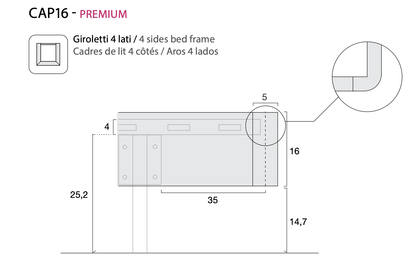 Letto matrimoniale moderno, Noce biondo, 160x190