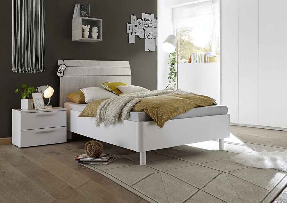 Letto singolo Like in legno grigio