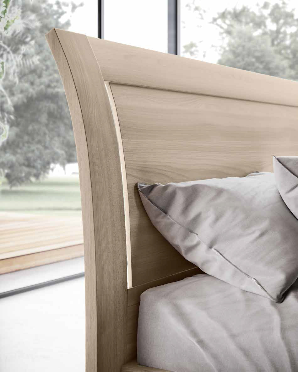 Letto matrimoniale legno, finitura Olmo natura