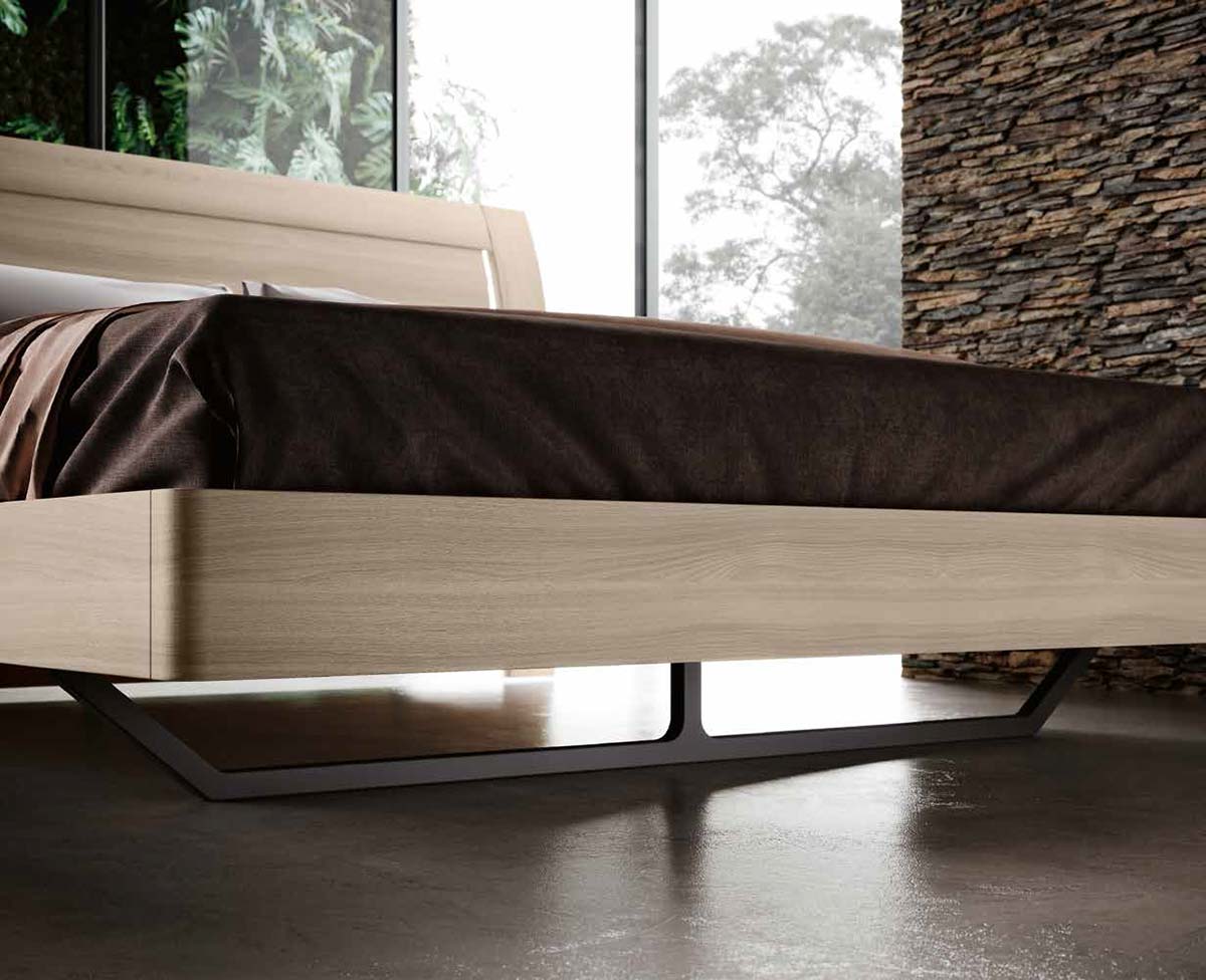 Letto matrimoniale legno, finitura Olmo natura