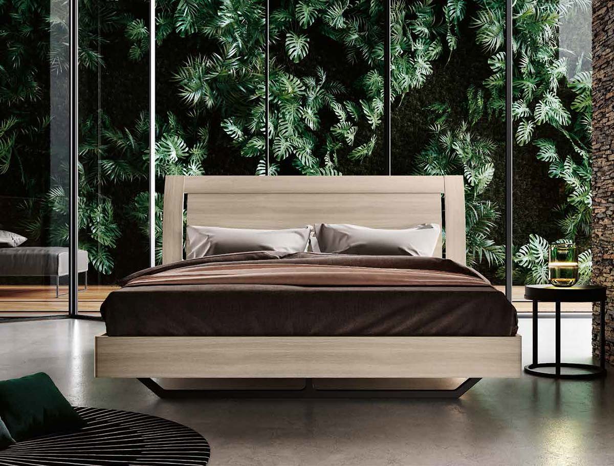 Letto matrimoniale legno, finitura Olmo natura