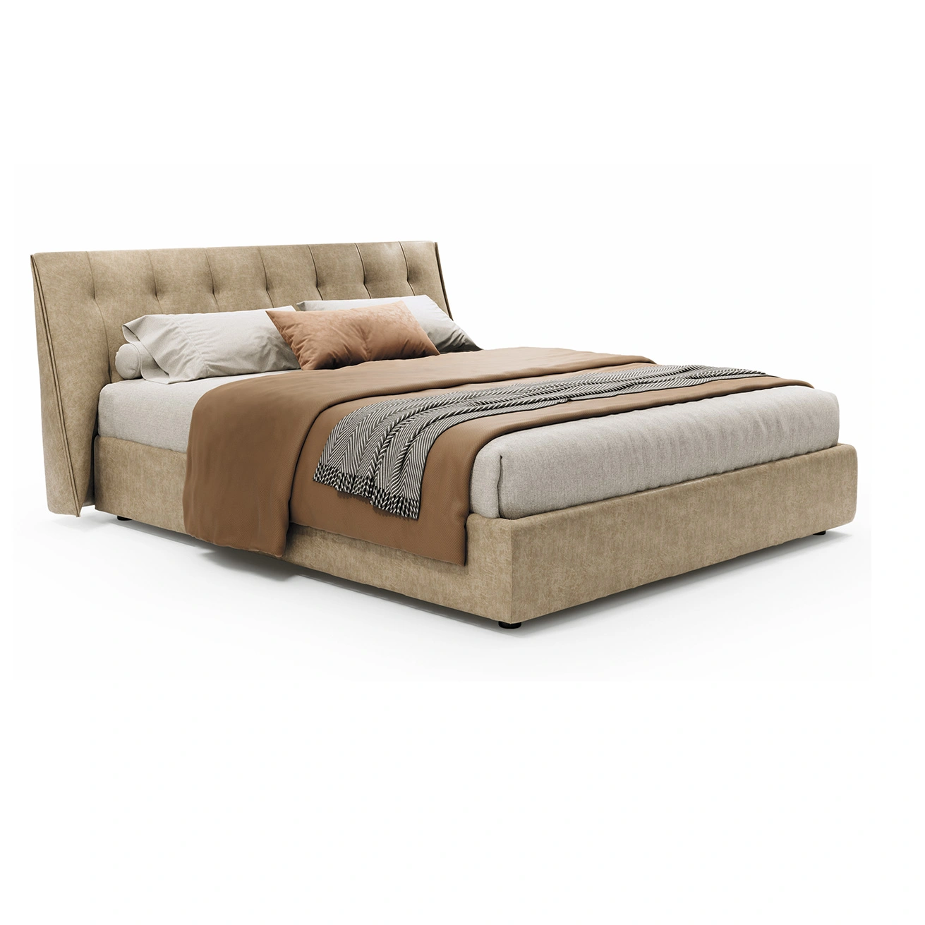 letto con cassettone marrone