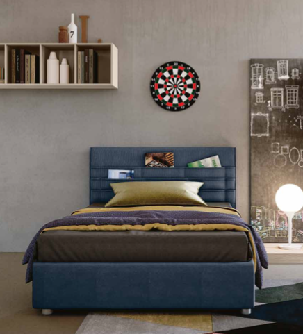 Letto piazza e mezza in tessuto Blu