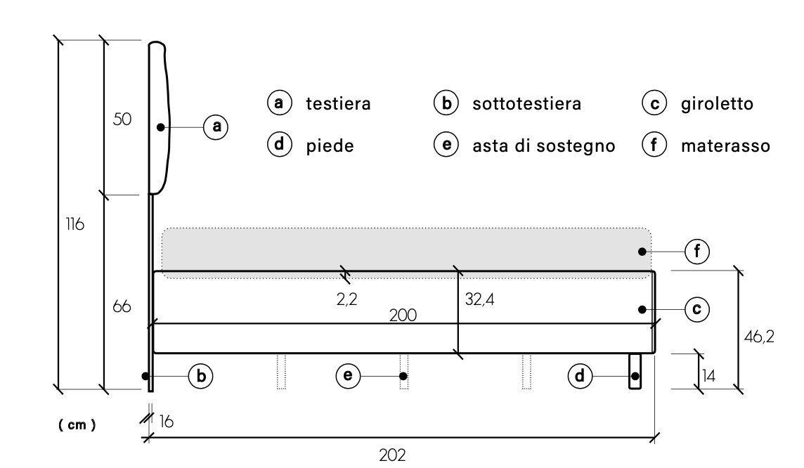 Camera matrimoniale con armadio scorrevole, letto imbottito e comodini