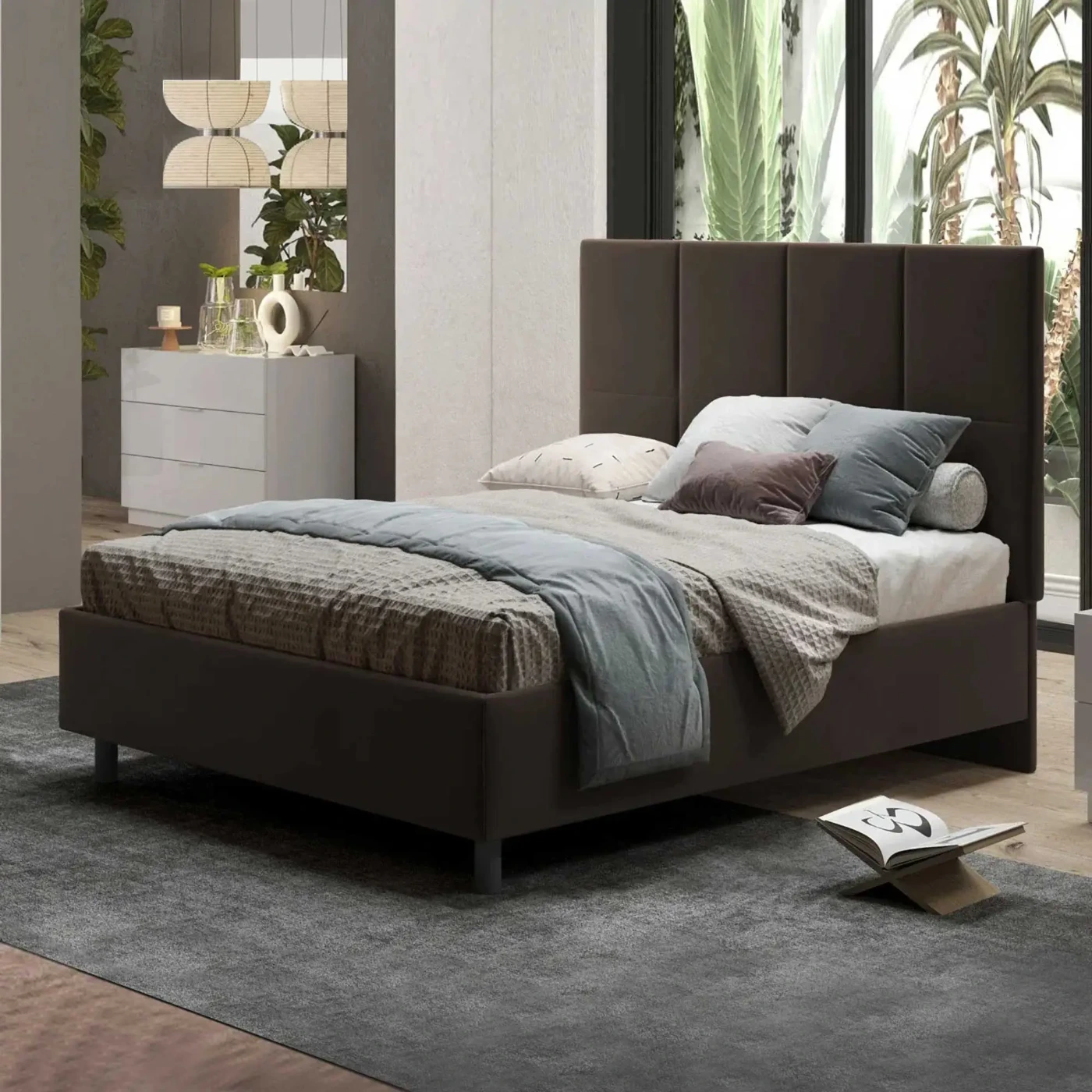 letto con rete contenitore 