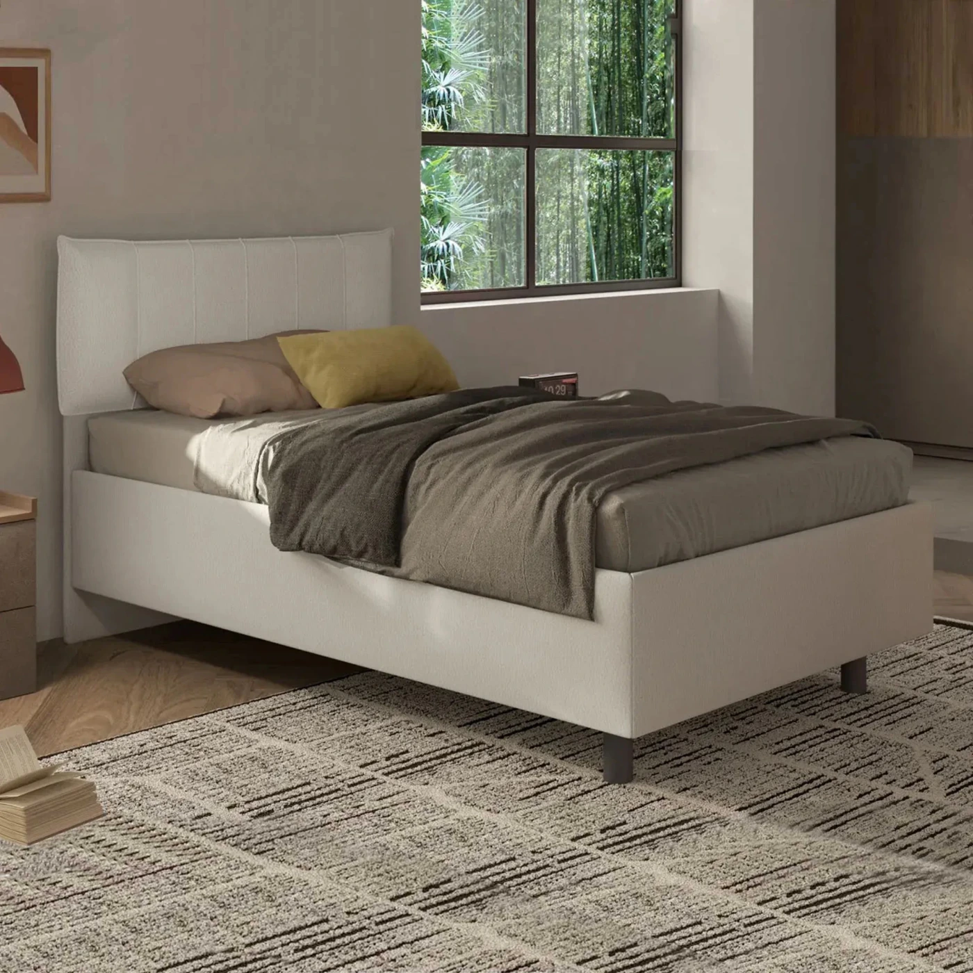 letto ragazzi ecopelle bianca