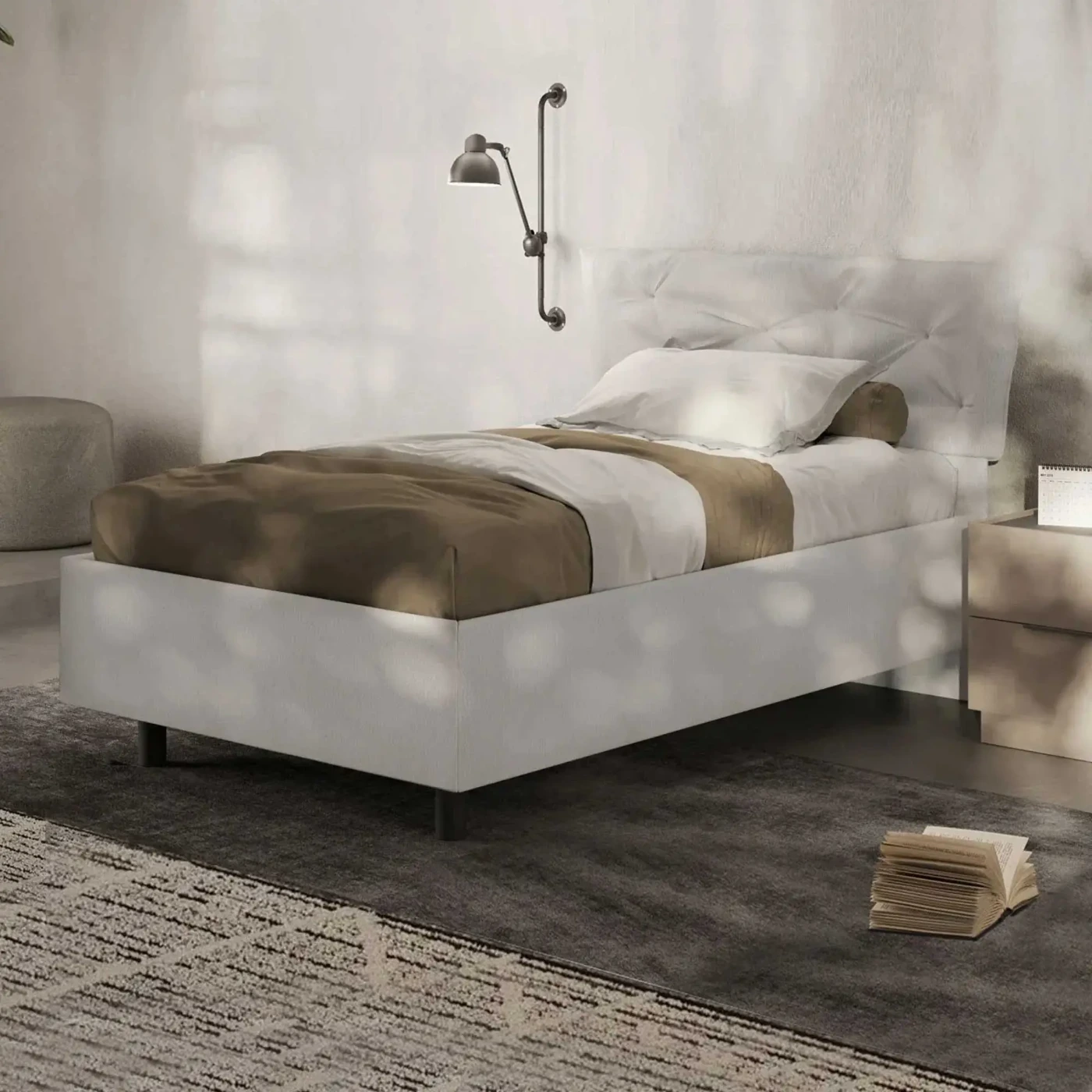 letto bianco in ecopelle