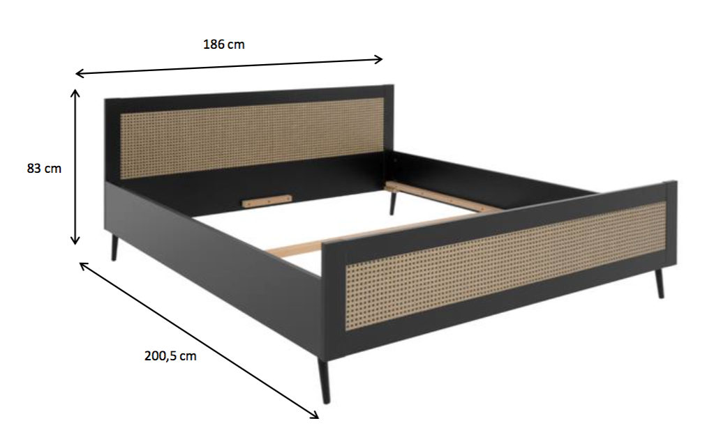 Letto King size Nero opaco con dettagli Oro
