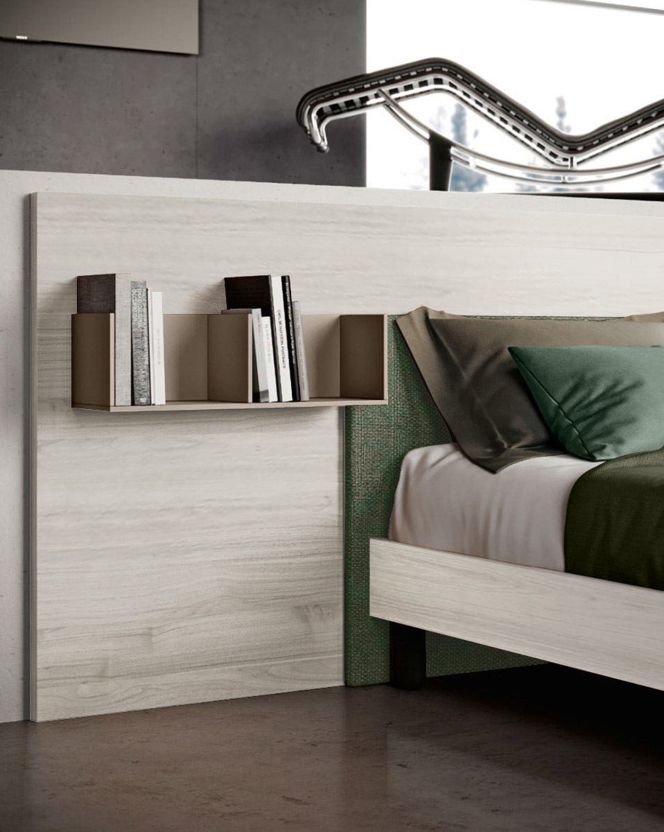 Letto matrimoniale bianco altea con inserto tessuto verde bosco