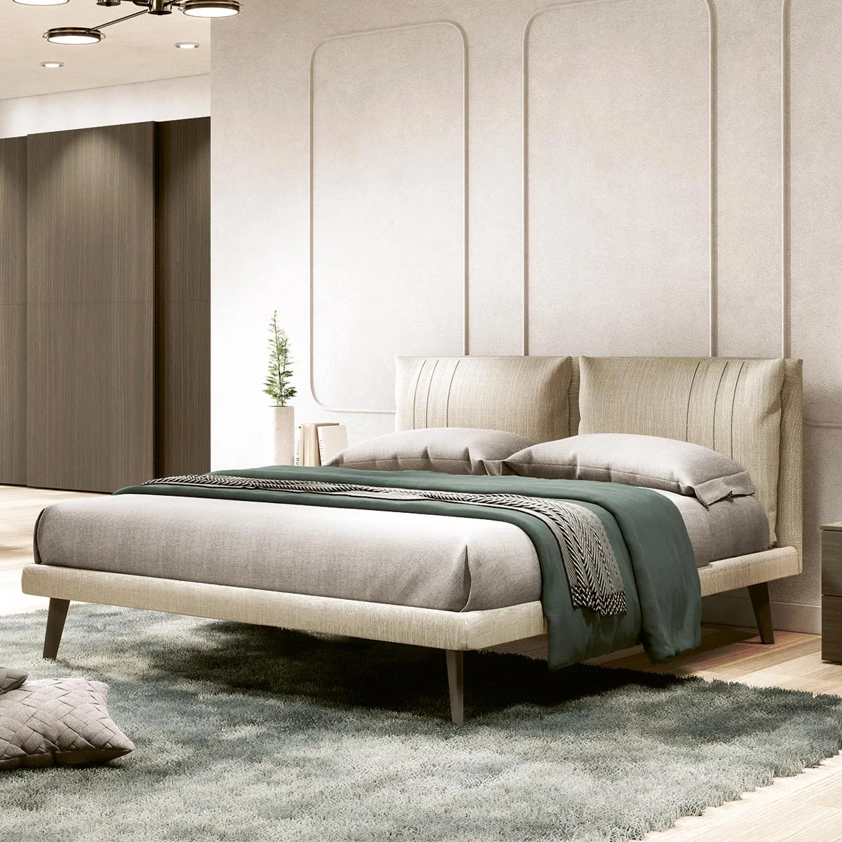 letto beige matrimoniale moderno