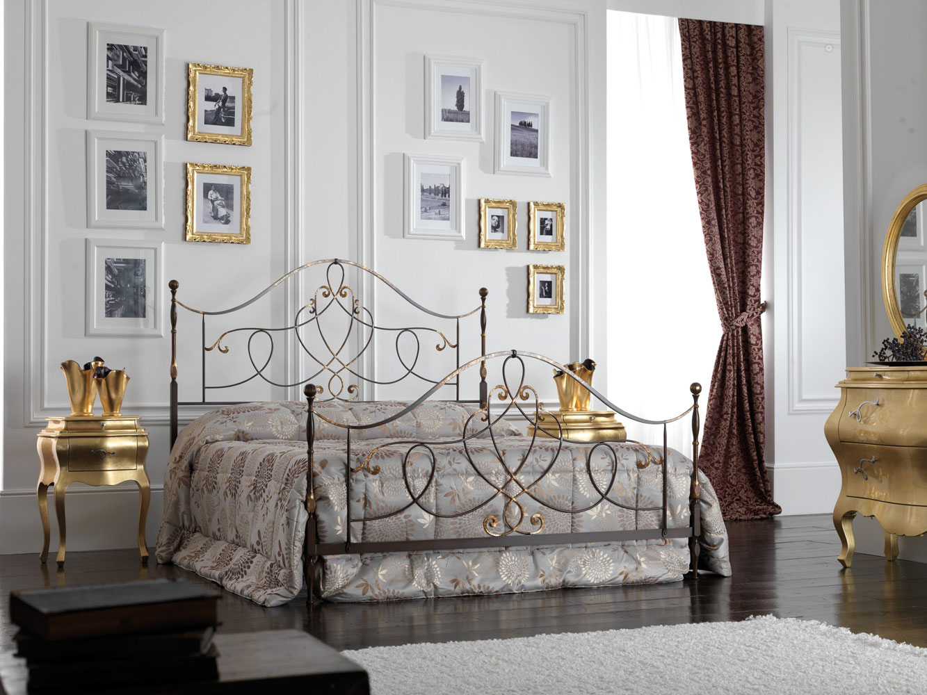 letto matrimoniale in ferro disponibile marrone anticato oro