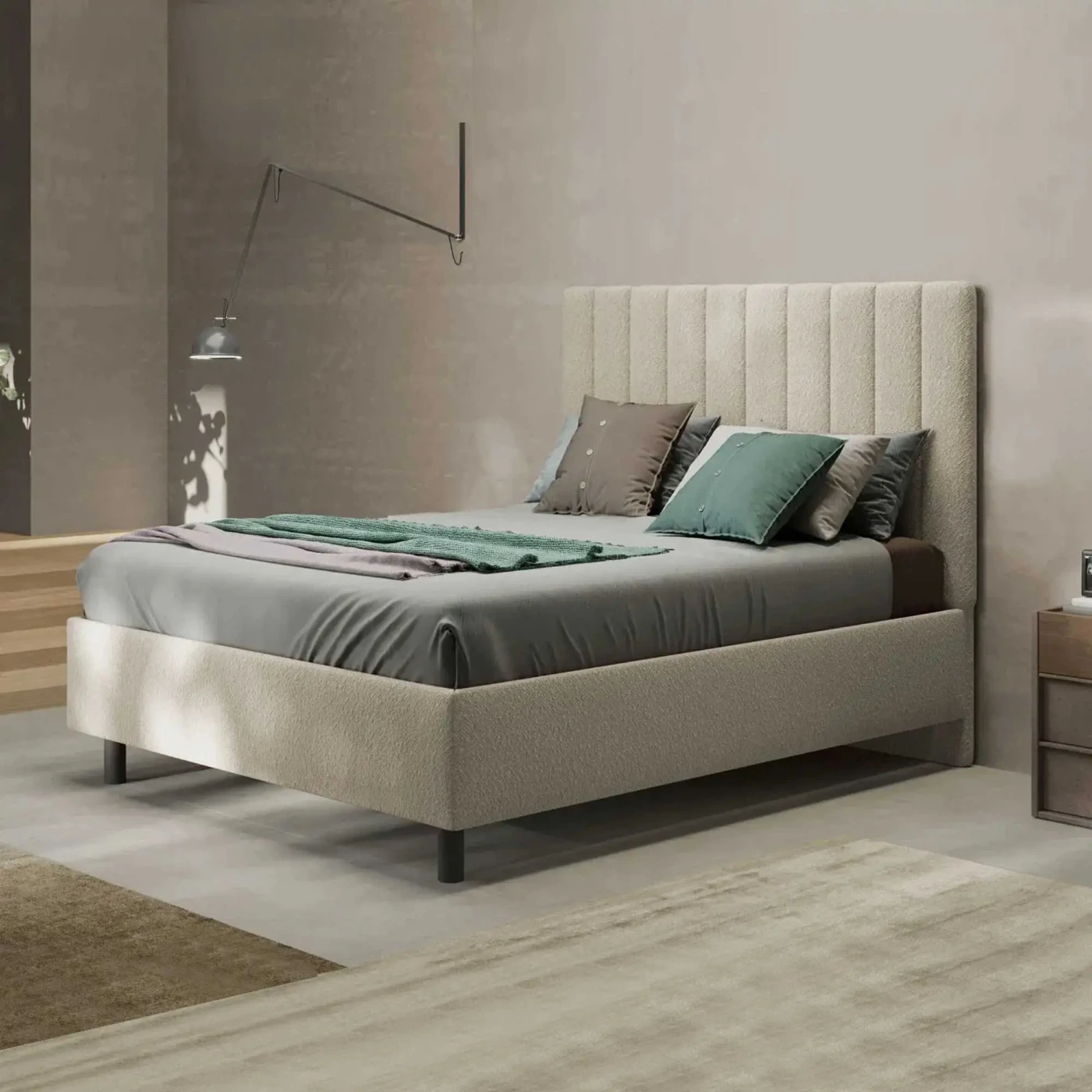 letto tessuto beige 