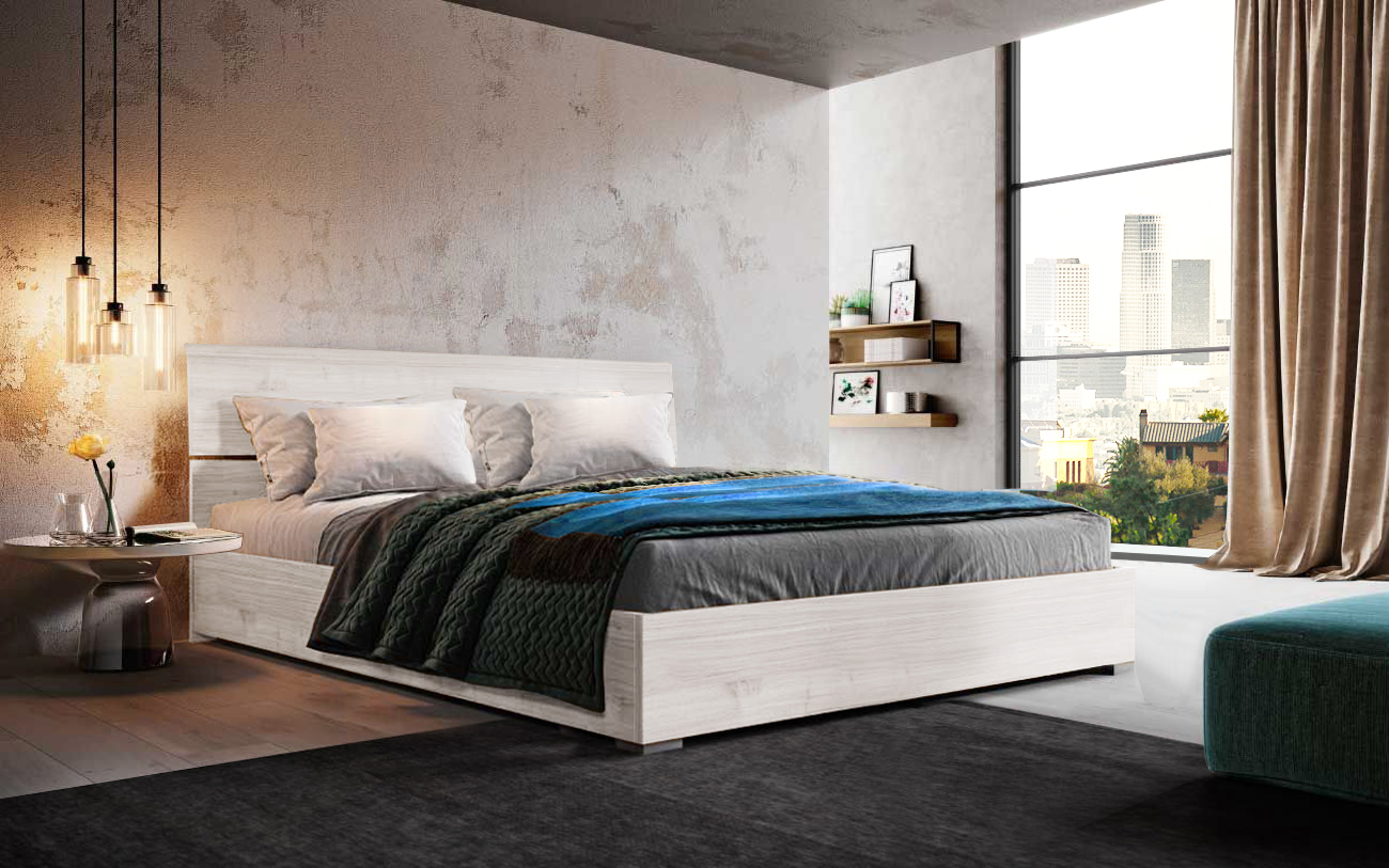 Letto king size contenitore, letto Metiz finitura Bianco altea