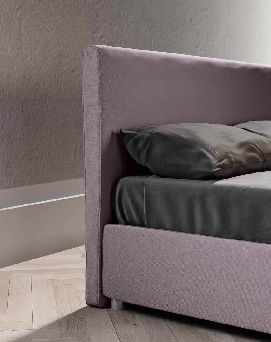 Letto matrimoniale viola, sfoderabile, testata retrofinita