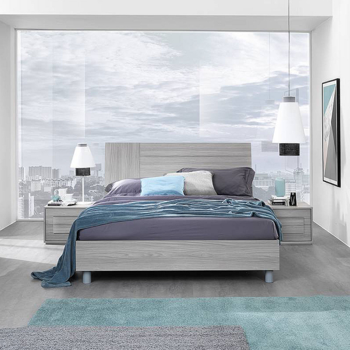 letto grigio matrimoniale economico