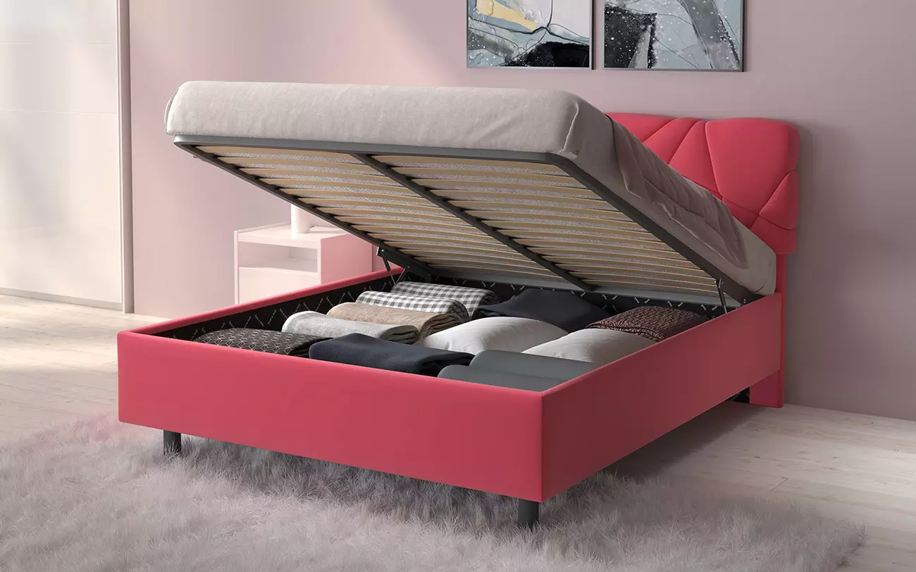 letto matrimoniale ecopelle rosa