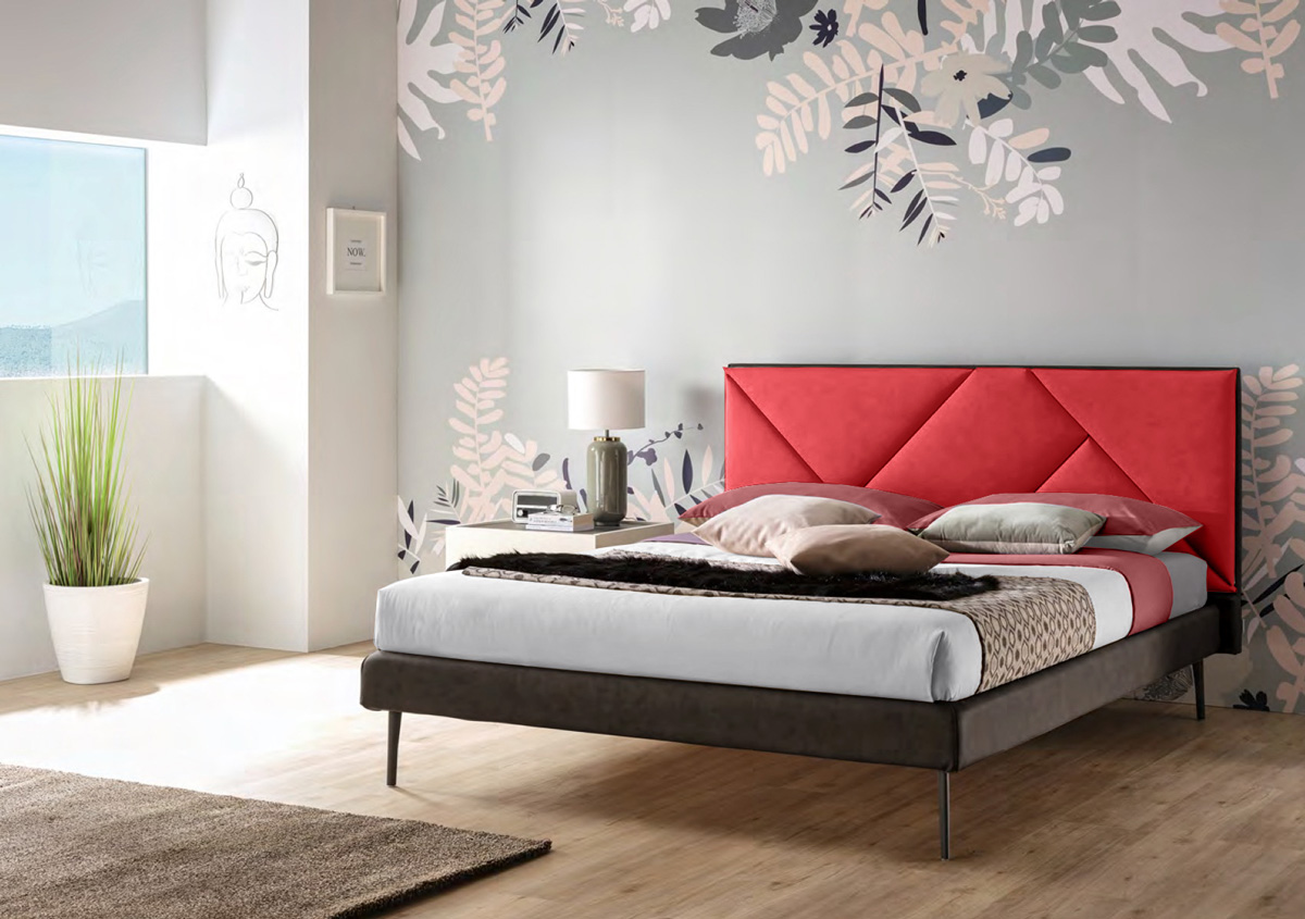 Letto matrimoniale Wolverine in ecopelle Rubino e Carbone