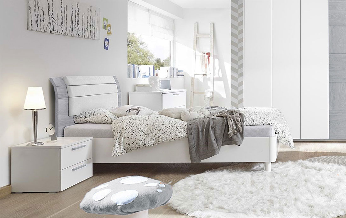 Letto matrimoniale Like grigio in legno