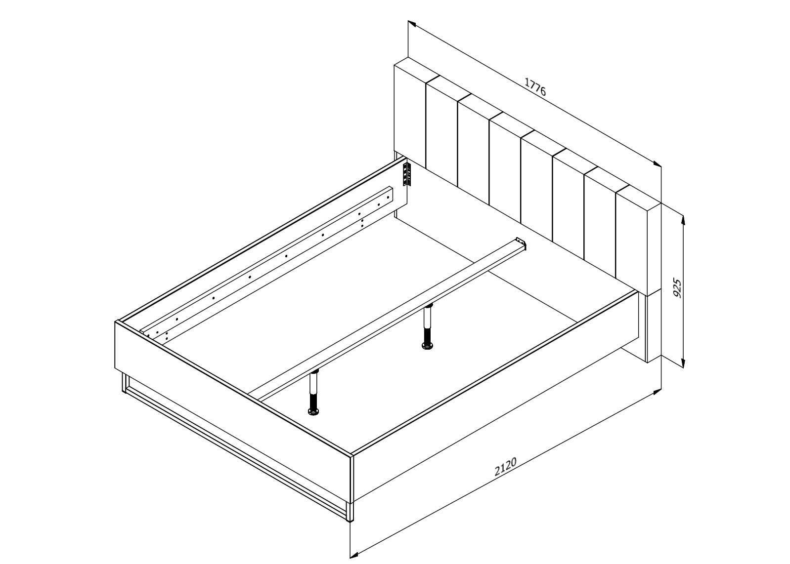 letto moderno legno e ecopelle