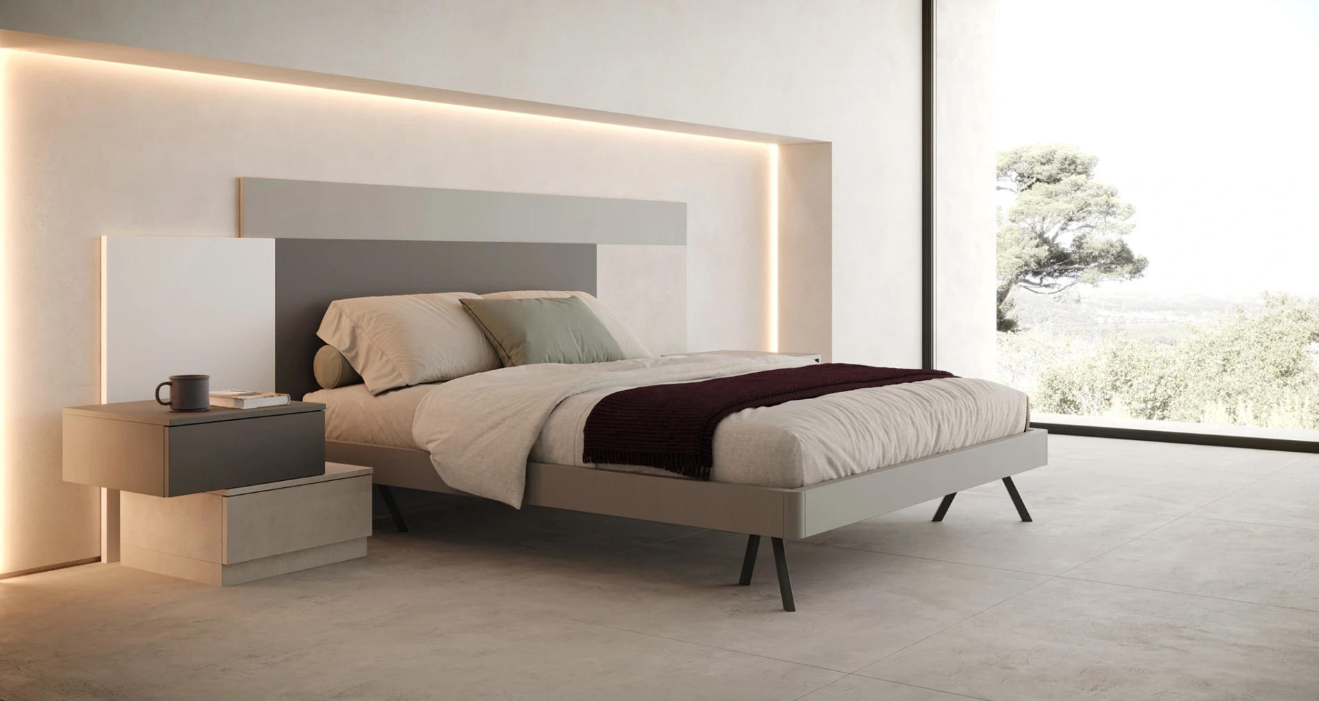 letto in legno laccato