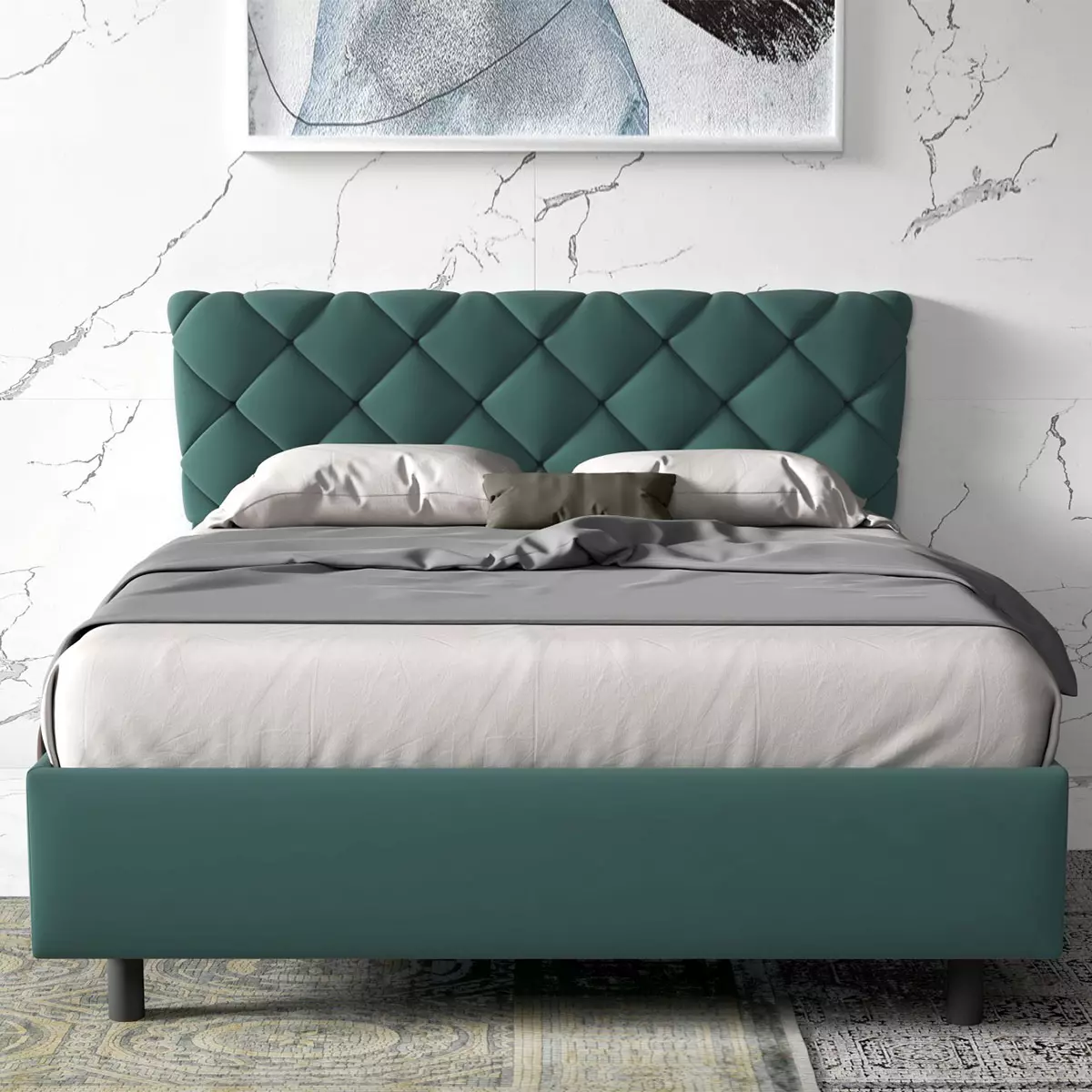 letto verde petrolio matrimoniale