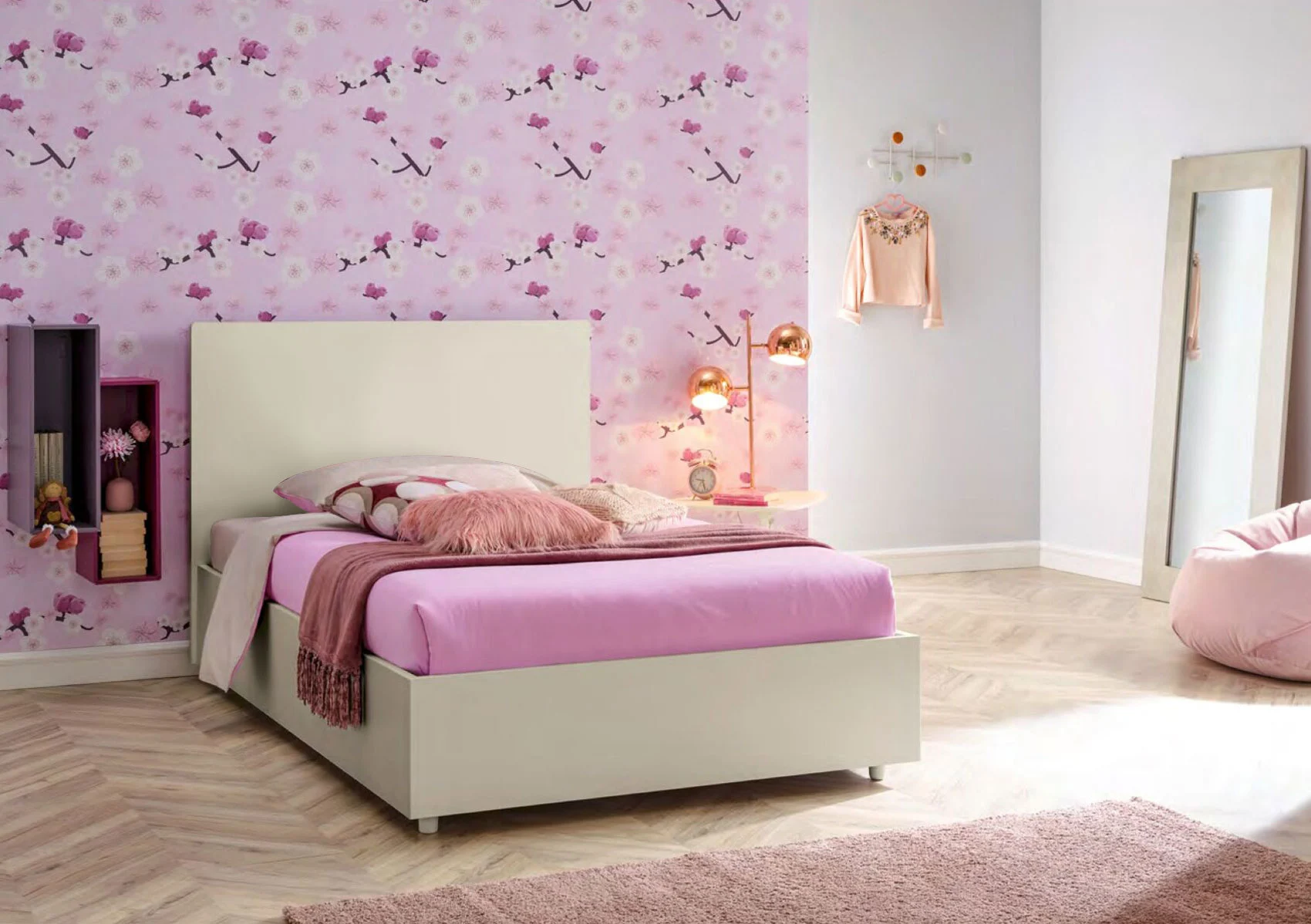 Letto piazza e mezza Plane contenitore, Moretti Compact, Bianco luce