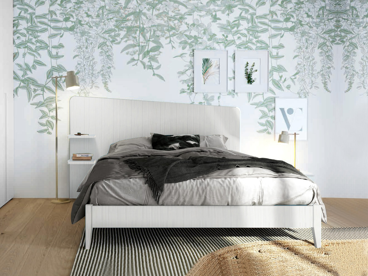 Letto matrimoniale Edge plus in finitura Rovere Bianco