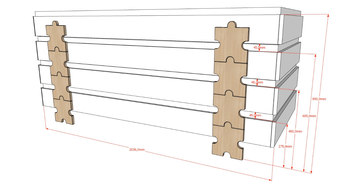 Letto sommier sovrapponibile, disponibili 2 colorazioni