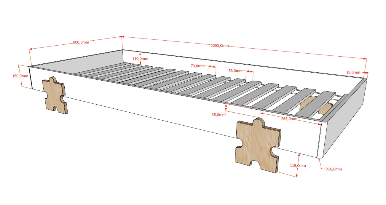 Letto sommier sovrapponibile, disponibili 2 colorazioni