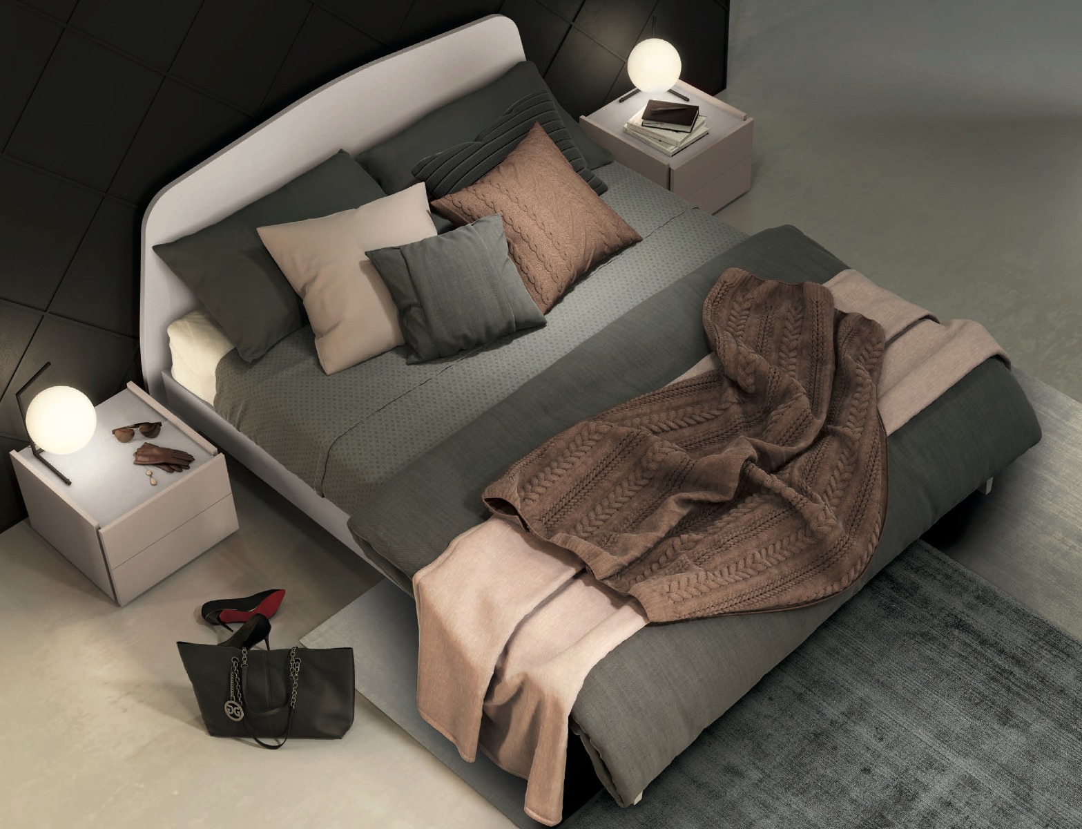 Letto matrimoniale Rovere dorian con testata squadrata 