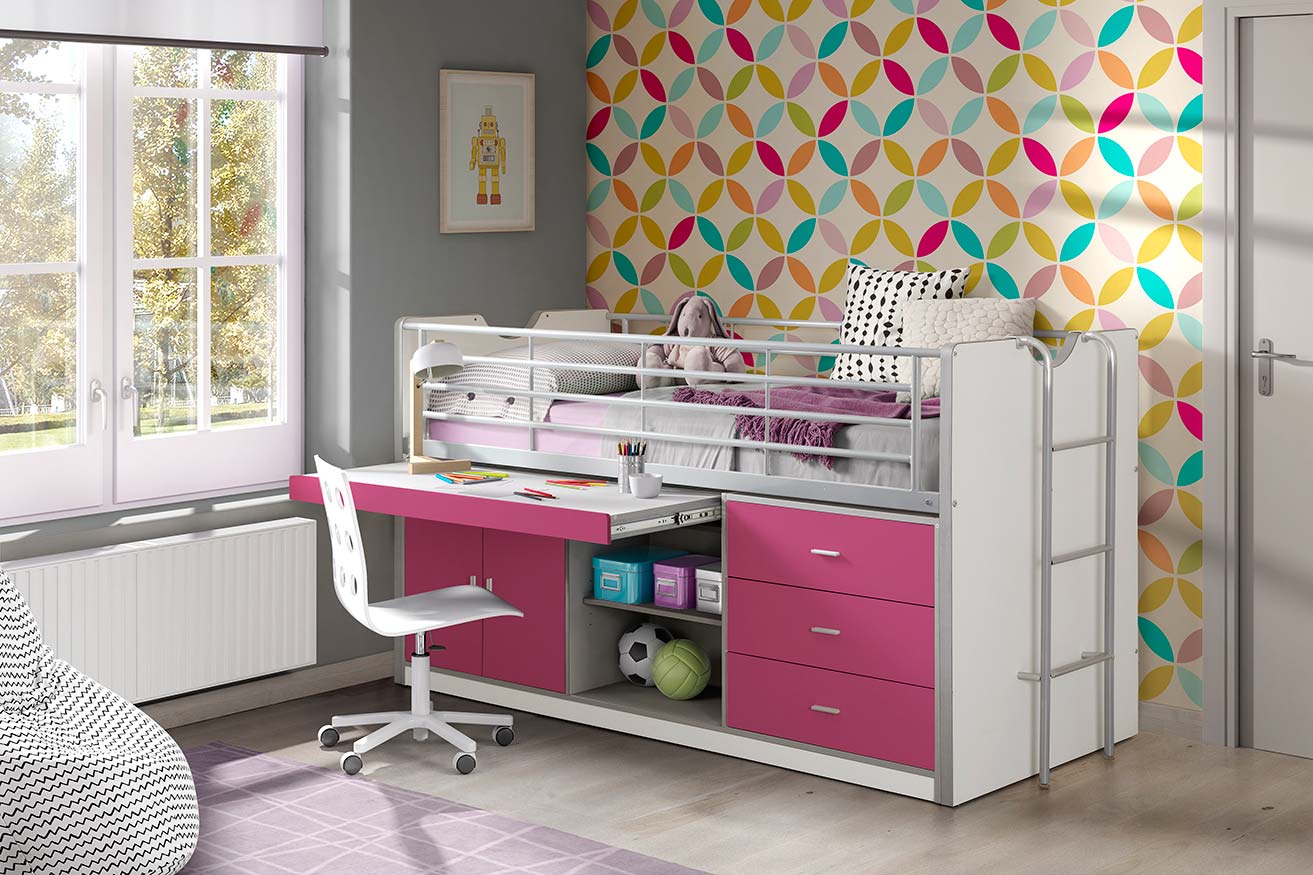 Letto salvaspazio con scrivania integrata, disponibile diversi colori