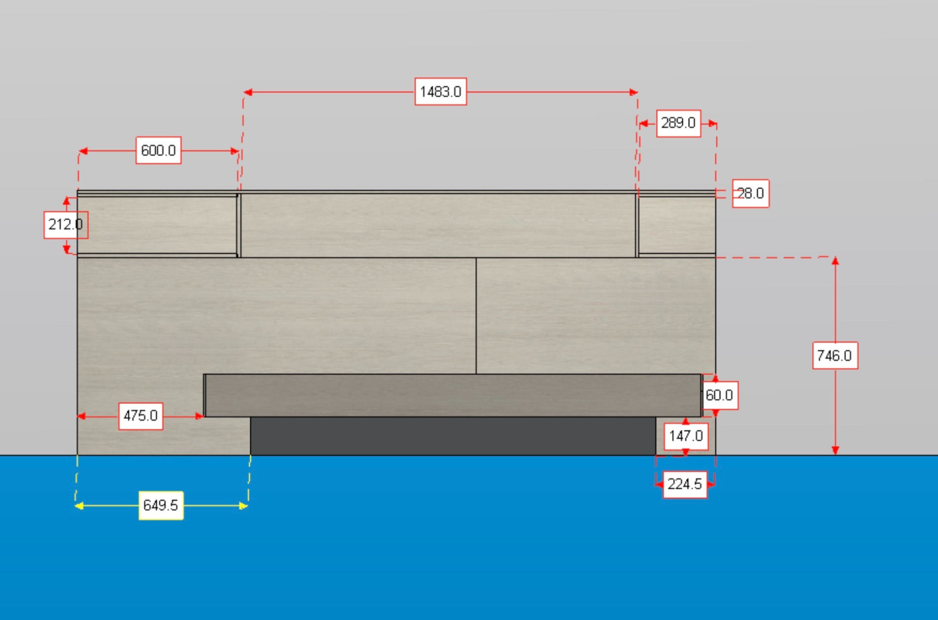 Letto matrimoniale Bianco altea, Petrolio e Grigio seta, 160 x 190, Made in Italy