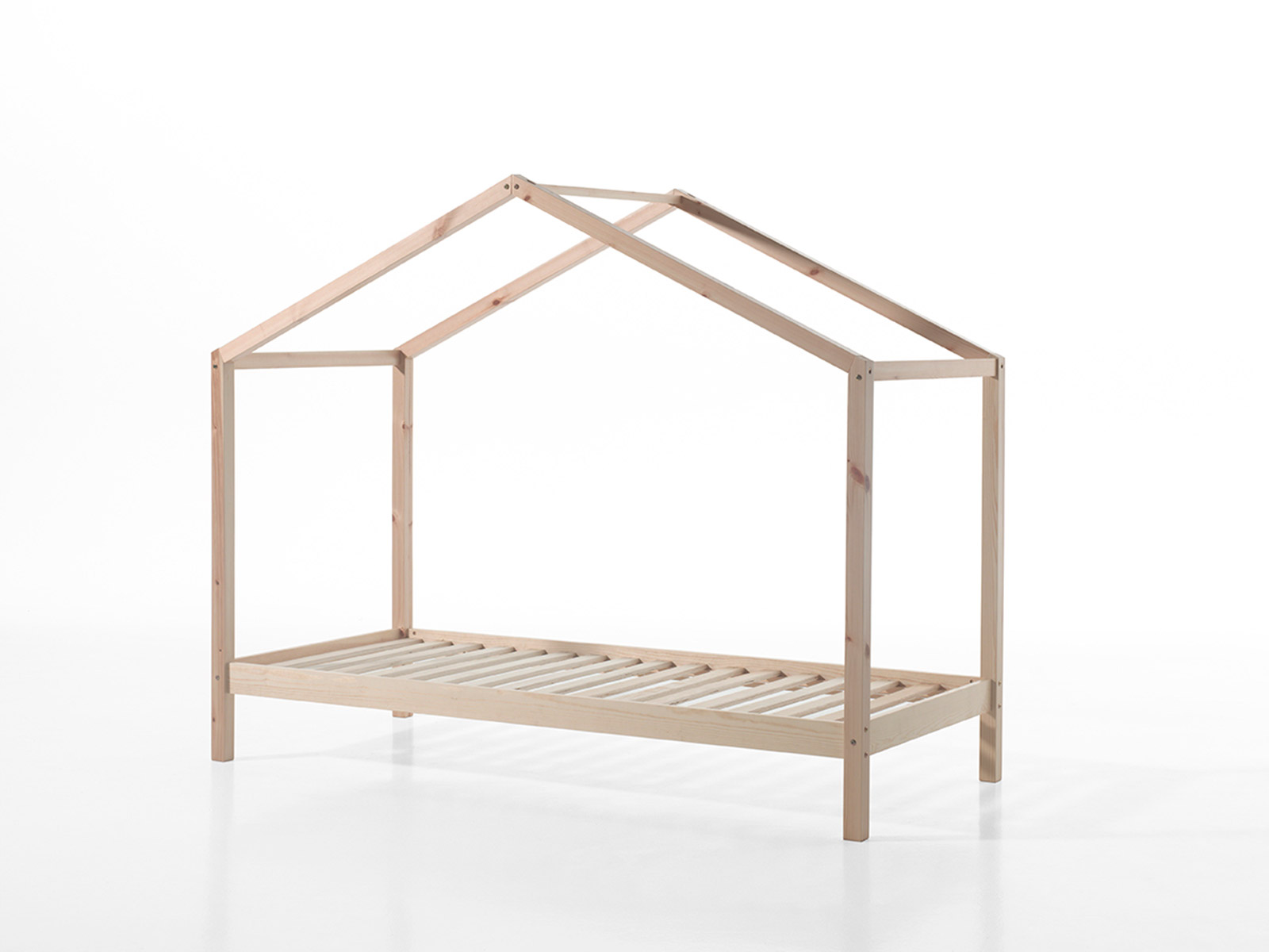 Letto montessoriano bambini design a casetta, Bianco laccato